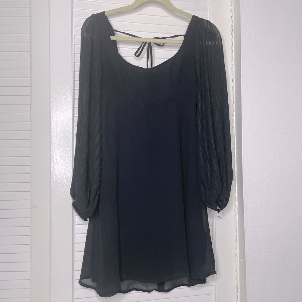 Urban Outfitters Black Babydoll Puff Sleeve Retro Minidress